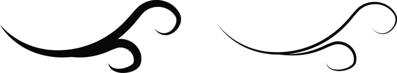 Heart swirl ornament flourish decoration divider collection, romantic love calligraphy scroll design, elegant wedding invitation border element, decorative curly vector group in black outline and bold