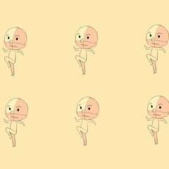 A funny set of cartoon people and girls, including a baby, child, and kids, as vector illustration character icons with smiling faces and design for fun family love