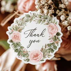 vintage frame with flowers and "thank you" note