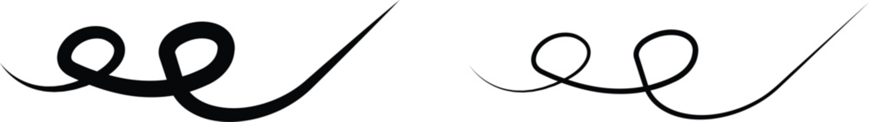 Heart swirl ornament flourish decoration divider collection, romantic love calligraphy scroll design, elegant wedding invitation border element, decorative curly vector group in black outline and bold