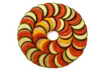 Fresh colorful spiral vegetable tian isolated on clear background.