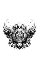 Obraz premium Heraldic emblem with wings and crown