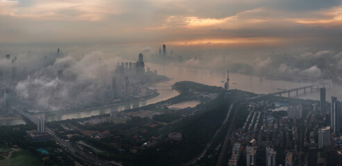 Wuhan city landmark skyline scenery