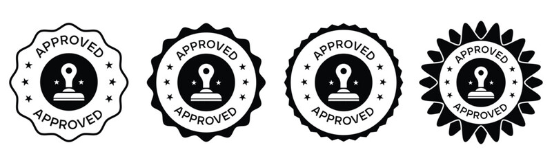 Approved Badge Stamps Set Icons Design for Certification and Validation
