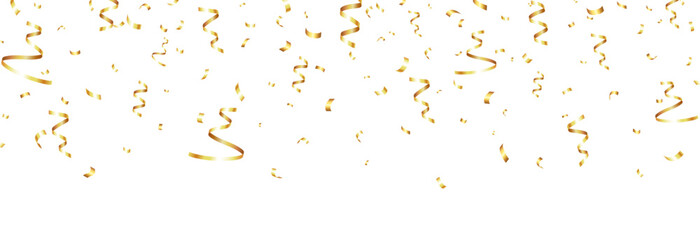 Vector golden confetti PNG. Confetti falling from above on an isolated transparent background. Suitable for Christmas or holiday scenes.