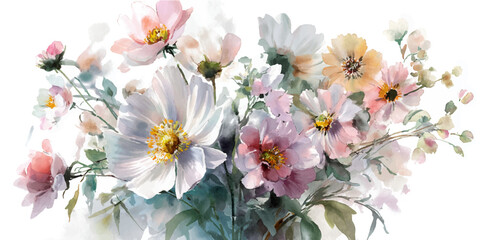 Elegant Watercolor Floral Border Vector | Hand Painted Flower Frame Clipart