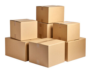 Fototapeta premium stack of cardboard boxes isolated on white and transparent background