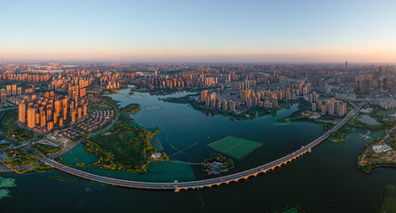 Wuhan city landmark skyline scenery