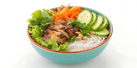 Freshly Made Bowl: A delightful bowl of meticulously arranged healthy and appetizing ingredients, presenting a vibrant and inviting visual that will elevate any food-related project.