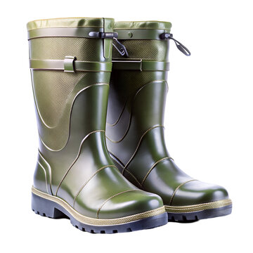 Pair of Green Rubber Wader Boots with Textured Accents waders waterproof