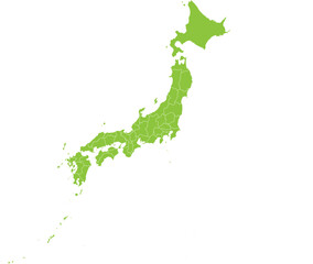 Green Map of Japan with Regions