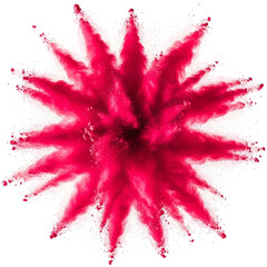 Vibrant explosion of red powder isolated on white background, creating a dynamic and eyecatching abstract design element