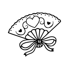 feminine fan with love and bow design