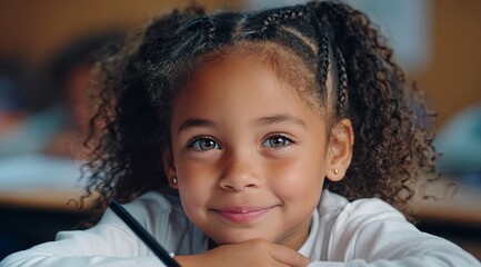 portrait of a girl in a classroom