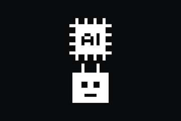 Cute pixel art cartoon robot or AI learn or learning skill with for education calculate chat bot robot vector character technology background 8 bit.