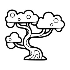 Japanese bonsai tree outline design