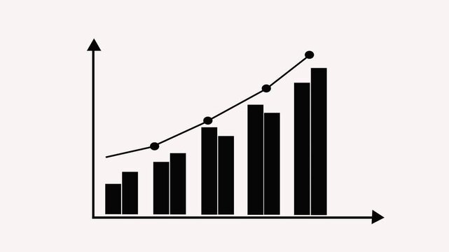Professional Business Growth Animation with a Bar Chart Displaying Increasing Profits and Market Expansion