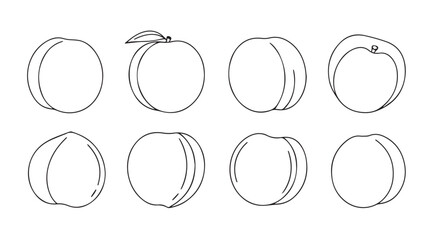 Collection of eight stylized apricot silhouettes with subtle detailing silhouette