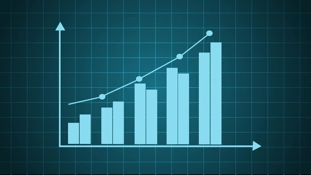 Professional Business Growth Animation with a Bar Chart Displaying Increasing Profits and Market Expansion