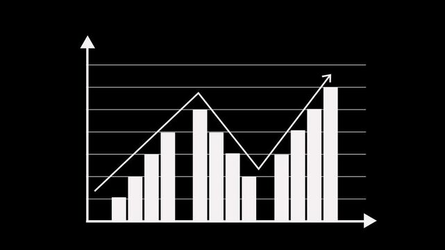 Financial Growth Graph Animation Featuring a Dynamic Bar Chart with Upward Trajectory and Increased Earnings