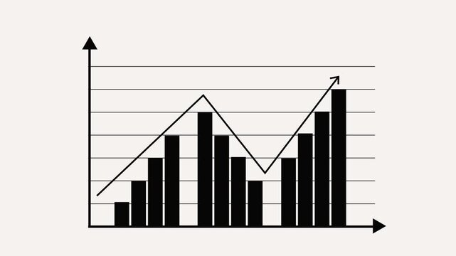 Financial Growth Graph Animation Featuring a Dynamic Bar Chart with Upward Trajectory and Increased Earnings
