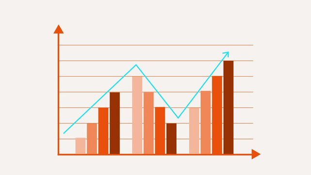 Financial Growth Graph Animation Featuring a Dynamic Bar Chart with Upward Trajectory and Increased Earnings