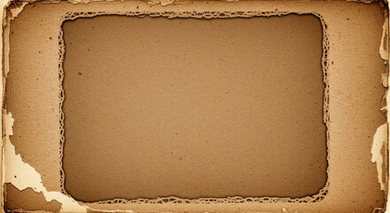 Vintage brown paper frame with torn edges, creating a nostalgic and textured background for various creative projects