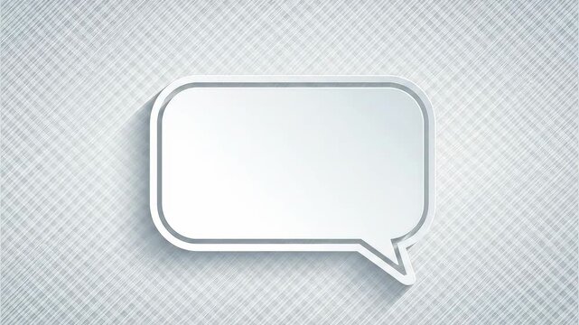 Blank White Speech Bubble on Transparent Grid Background.