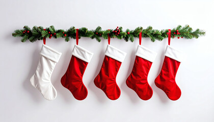 クリスマス靴下が並んでいる, Christmas stockings in a row
