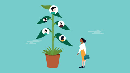 recruitment or find the right candidates, human resources, selecting new employees to handle the business, businessman or HR selecting employee candidates to make business growth illustration