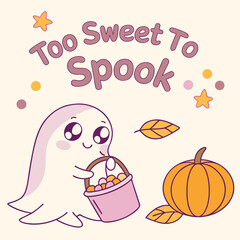 Spooky halloween illustration with classic characters and festive elements