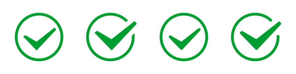 Green check mark symbols in circular frames.
