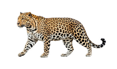 Walking Leopard Animal transparent bg, cutout PNG