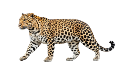 Walking Leopard Animal transparent bg, cutout PNG