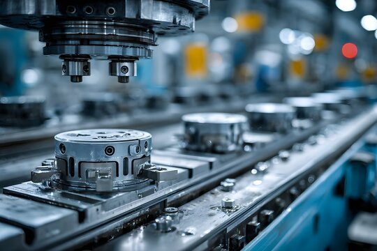 Die casting machines create precise metal parts for industrial presentations product catalogs and web banners.