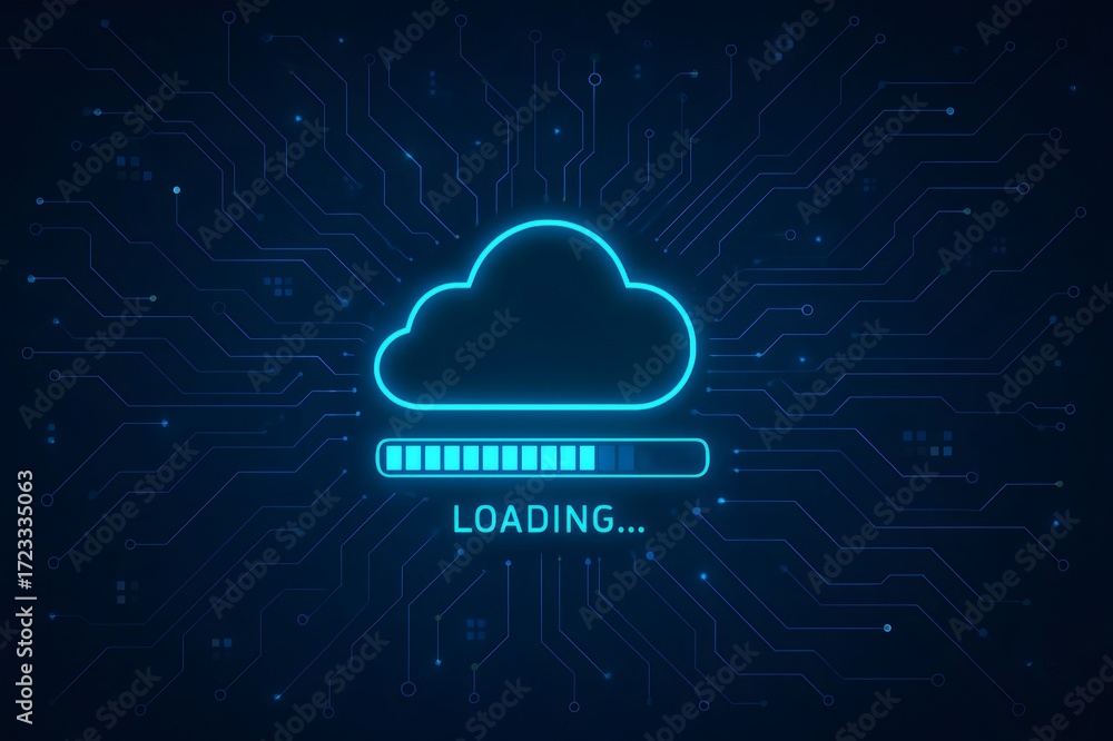Aufkleber cloud computing data network uploading loading process