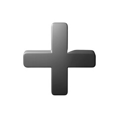 Obraz premium 3D Gray Plus Symbol on Black Background isolated white