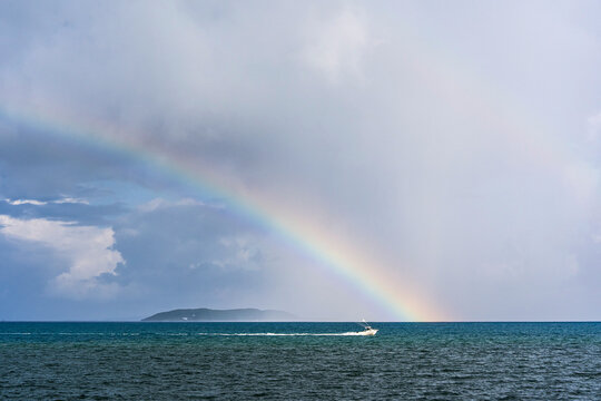 Rainbow over Palomino Island off the eat coast of Puerto Rico