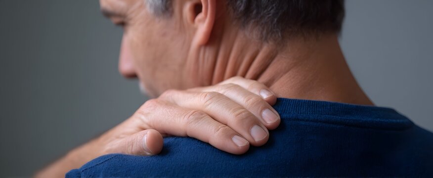 The gentle pat on the back conveys warm support and reassuring comfort.