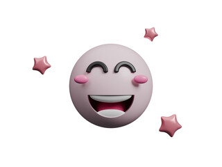 3D Emoticons. Smile, positive emotions, emoji. Mood and facial expression. Delight, love, surprise, admiration, joy and laughter, happy and smiling expression. Different facial emoticons. 3d render