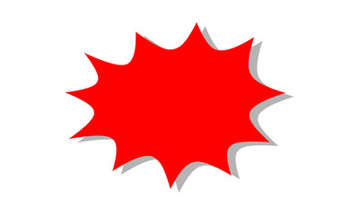 Bright red starburst explosion icon for attention grabbing promotions and sales announcements isolated on transparent background