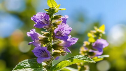 Vibrant Purple Flowers Basking in Sunlight Close Up