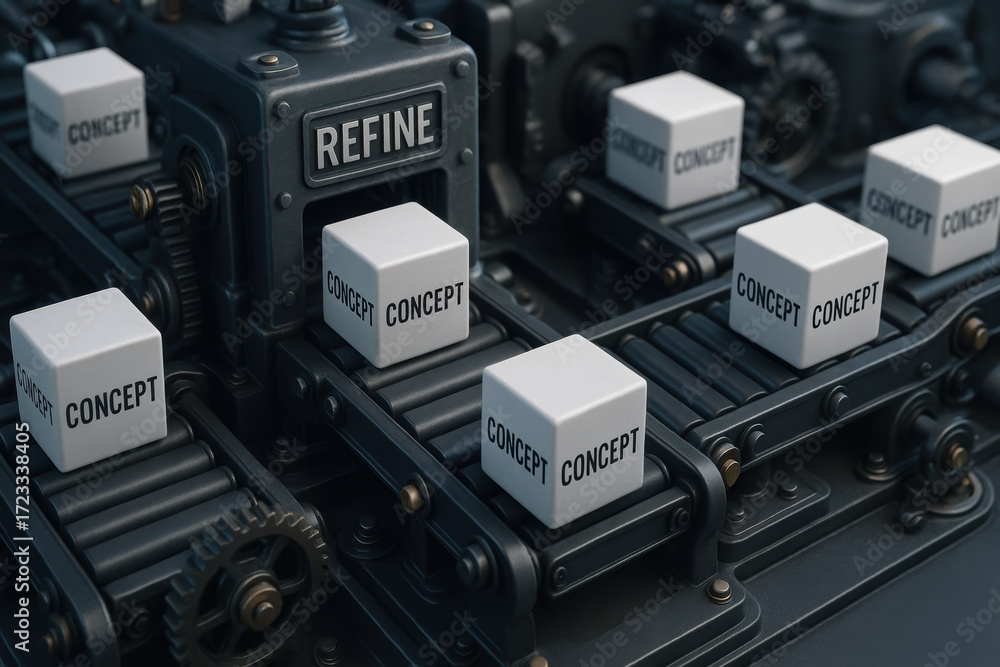 Poster innovative strategy refines concept framework with mechanical precision enhancing development proces