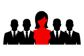 Red Businesswoman Silhouette, Black Business People Group Team.business people icon
