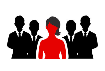 Red Businesswoman Silhouette, Black Business People Group Team.business people icon
