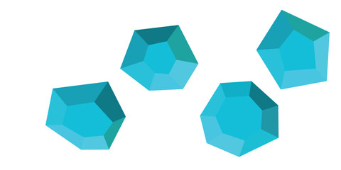 Cartoon stones. Rock stone isometric set. Blue boulders, natural building block shapes, wall stones. 3d flat isolated illustration. Vector collection.