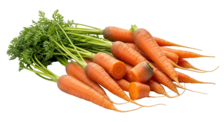 Pile of Carrots with Greens transparent bg, cutout PNG