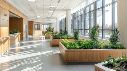 Sunlit Indoor Garden in Modern Building
