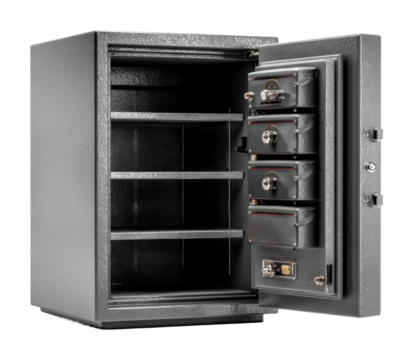 Secure lockbox storage home office product display isolated on transparent background