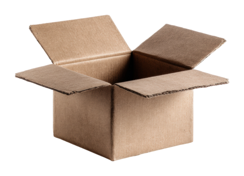 Unpacking excitement cardboard box home office product display isolated on transparent background